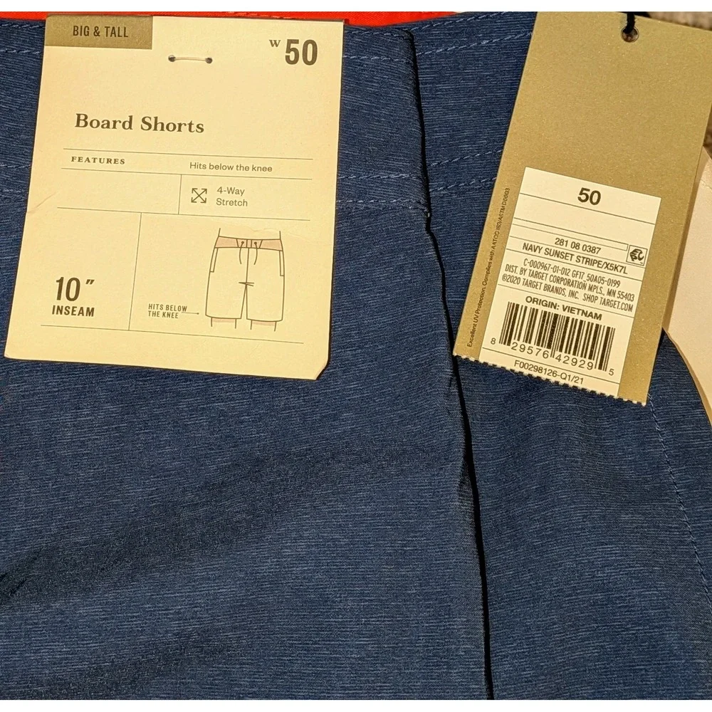 Goodfellow & Co Board Shorts 4-Way Stretch‎ Swim Trunks Big & Tall Size 50 NWT